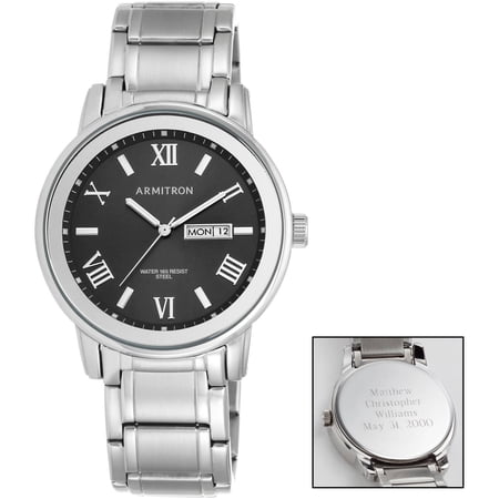 Personalized Planet Armitron Men's Dress Round Watch, Silver Bracelet