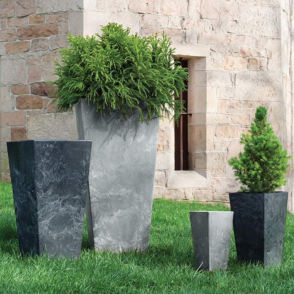 Root & Vessel Ella Tall Planter, Gray, 13.5"