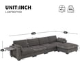 thumbnail image 2 of 130" Modular Sectional Sofa, L-Shape with Folding Table and Dual-Port Charging, Side Storage Pockets, 2 Armrest Pillows, Free Movement Ottoman, High Density Foam, Chenille, 5 Seat 42919, 2 of 12