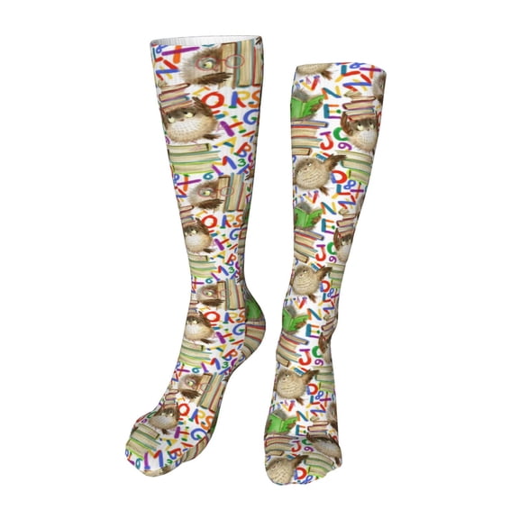 Kdxio Owl Back To School Funny Silky Novelty Funky Long Knee High Socks Soft 3D Print Cosplay Crazy Stockings for Men Women