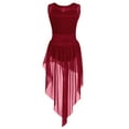 thumbnail image 2 of LiiYii Girls Lyrical Dance Dress Sleeveless High-Low Hem Tulle Skirt Leotard for Ballet Modern Burgundy 6, 2 of 7
