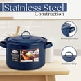 thumbnail image 2 of Alpine Cuisine Enamel Steel Dark Blue Speckle Stock Pot 5.75qt with Lid, Healthy Cookware Commercial Grade Stockpots, Multi Cooking Pot for Stew, Sauce & Reheat Food, Compatible for Family Meals, 2 of 7
