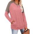 thumbnail image 3 of Womens Tops Color Block Pullover Long Sleeve T Shirts with Pockets Crew Neck Tunic Blouse, 3 of 5