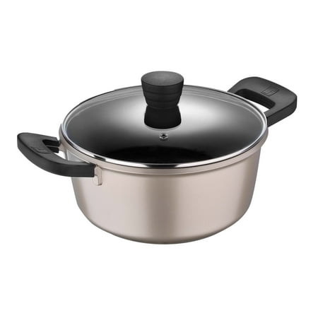 

Bergner Retro Cookware - Pots and Pans Nonstick - Dishwasher Safe - 4.5 Quart Covered Dutch Oven - Champagne