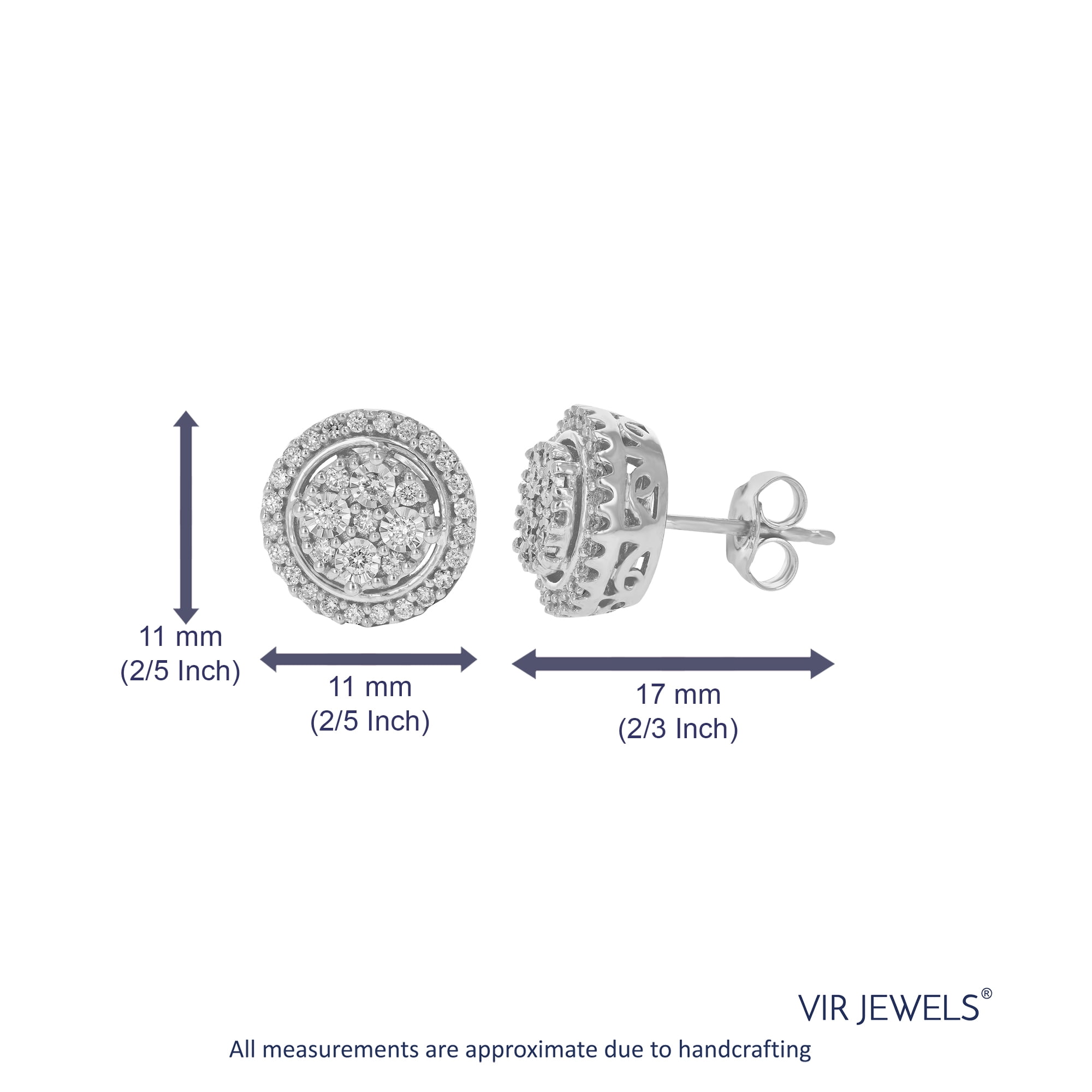 Vir Jewels 1/2 CTTW Lab Grown Diamond Composite Earrings in Sterling Silver With Push Backs For Women