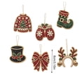 thumbnail image 2 of Hovilon 6PCS Christmas Wooden Ornaments DIY Pearl Kit, 6 Festive Designs Wood Pendant Style Holiday Tree Decor, DIY Painting of Diamond Craft Set for Home Decoration and Handmade Gift, 2 of 7