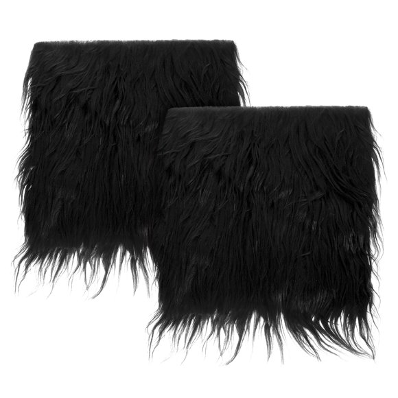 Unique Bargains Plush Faux Fur Fabric Square, 10' x 10' Fluffy Faux Fur Patches Cuts, Black 2Pack