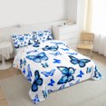 thumbnail image 4 of Manfei Chic Butterfly Queen Comforter Set,Wild Animal Bedding Sets,Blue White Bedding Comforter Set For Girls Kids,Breathable Home Decor Reversible,3 Pieces, 4 of 9