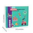 thumbnail image 3 of Montessori Learning Toys 150PCS Creative Shape Puzzle Set with Storage Bag and Pattern Cards for Early Educational Geometric Construction and Logical Thinking Skills, 3 of 5