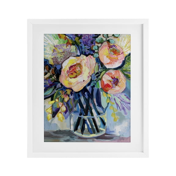Stupell Industries Enraptured Blossoms Bouquet White Framed Print Under Glass design by Jeanette Vertentes, 16 x 13