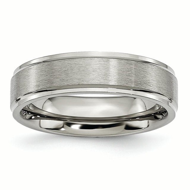 Titanium Ridged Edge 6mm Brushed and Polished Band Size 11.5