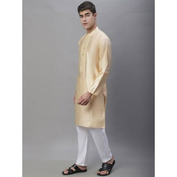 eloria Men Embroidered Cream Kurta Pajama for Partywear Festival Kurta Indian Kurta Set Embroidery Design