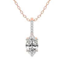 Diamond Pendant Necklace| 0.75 Ct IGI Certified Marquise Shape Lab Grown Diamond | Lucida Four Prong Lab Diamond Pendant Necklace In 18K Rose Gold | FG-VS1-VS2 Quality Friendly Diamonds