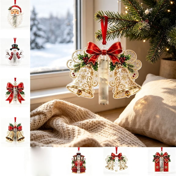 Fievgin Christmas Cash Gift Holder Ornament, Acrylic Money Holder for Tree Hanging Gift Kids Teens Family