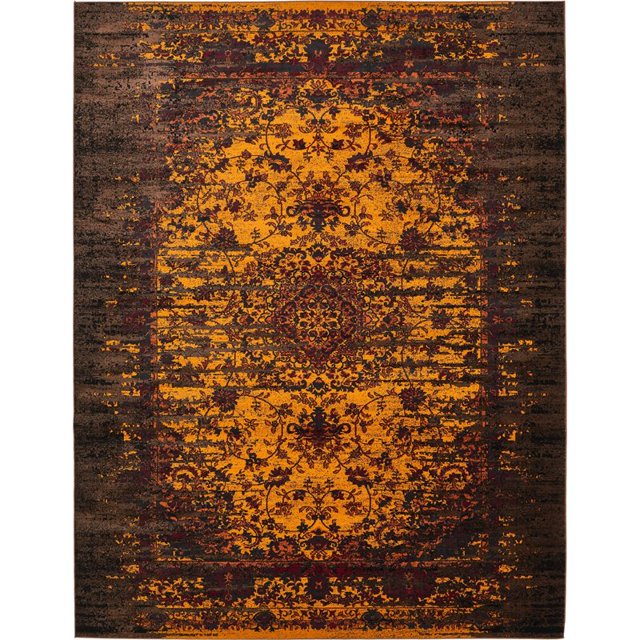 Unique Loom Imperial Floral Vintage Area Rug 10' x 13' Rectangle Orange/Brown