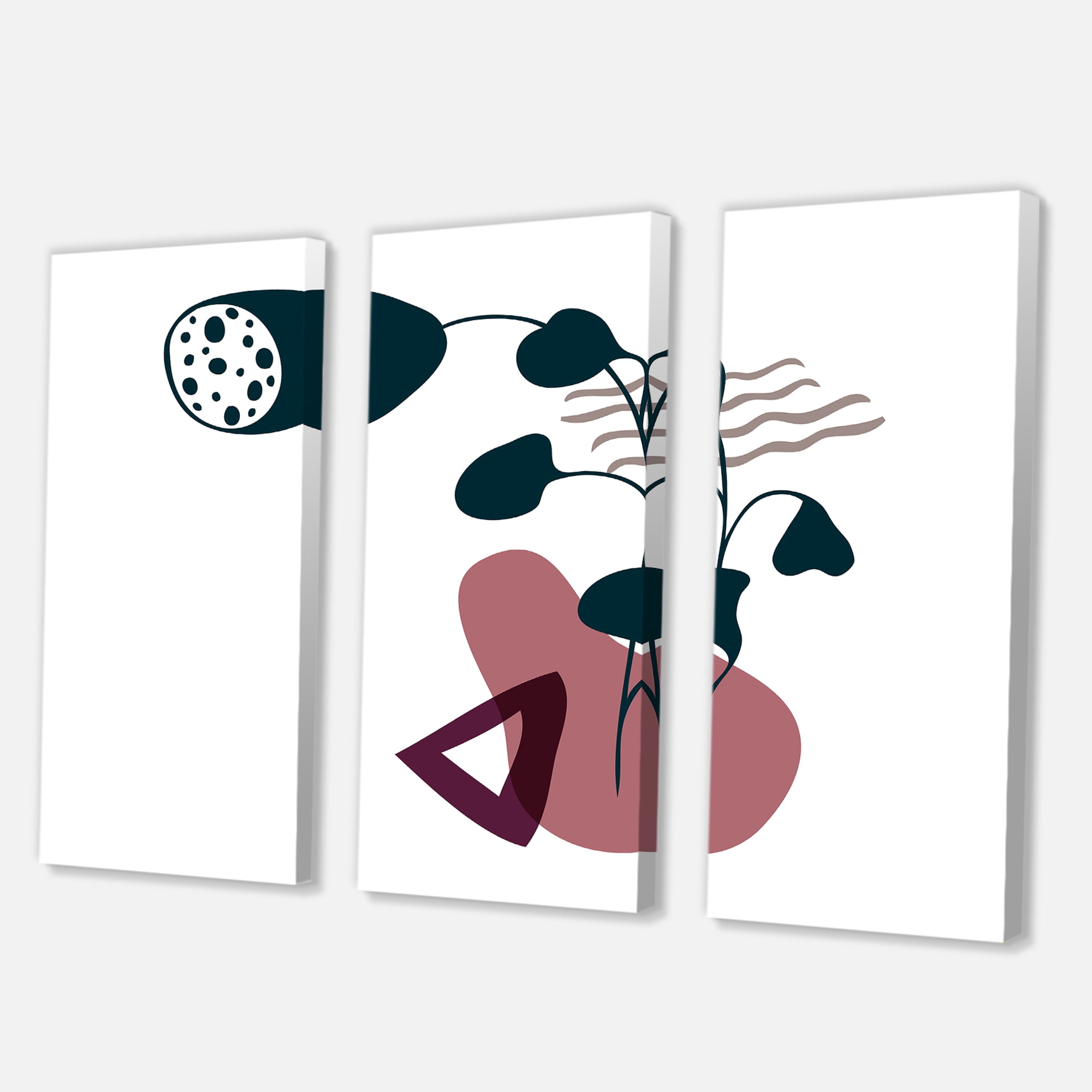 Designart ' Abstract Flowers Plants With Elementary Shapes V ' Modern Canvas Wall Art Print
