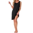 thumbnail image 2 of INSPIRE CHIC Women's Sleeveless Nightgown Sleep Shirts Sleepwear Pleated Front Nightshirt Round Neck Tank Nightdress M Black, 2 of 6