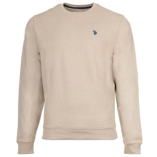 U.S. POLO ASSN. Chandail pour Homme - Molleton Diagonal Fini Carbone, Col Rond, Coton Beige m (Moyen)