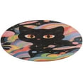 thumbnail image 4 of Cute Planet Cat Floral Medallion Round Rug - Small Round Area Rug, Soft Non-Slip Machine Washable Bedroom Mat Indoor Accent Entry Carpet for Office Desk Dorm Hallway, 4 of 6