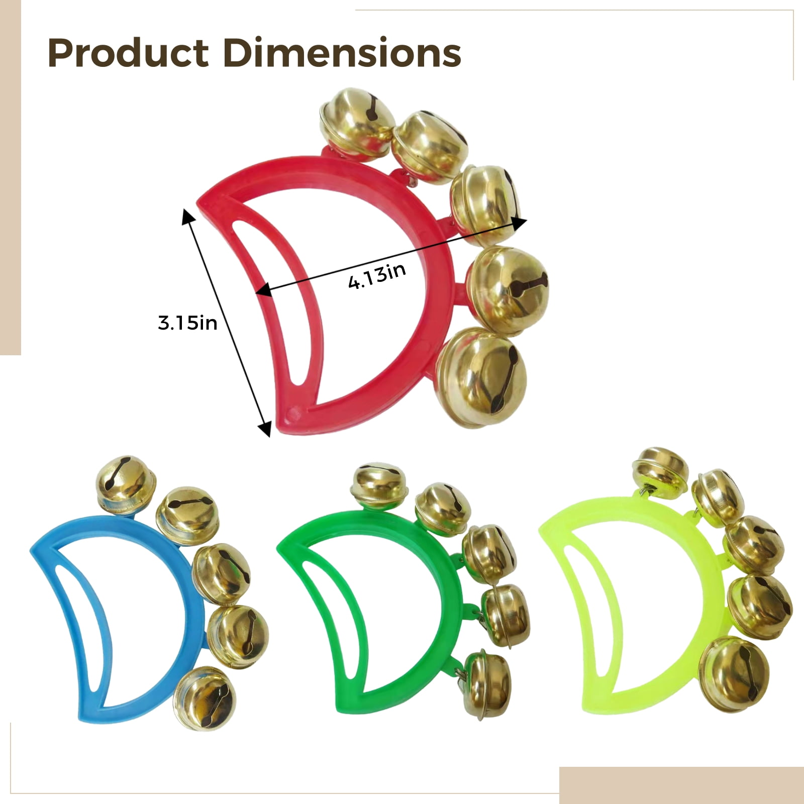 32 Pcs Hand Bells, Orff Musical Instruments, Jingle Bells, 4 Colors, Tambourine Noise Makers for Little Ones and Adults, Ideal for Parties, Celebrations, and Music Classes