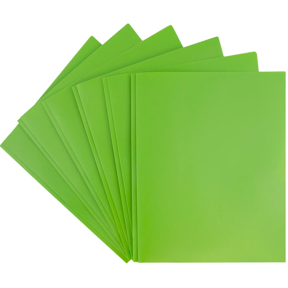 JAM Paper Plastic 2 Pocket POP Folders with Clasps, Lime Green, 6/Pack