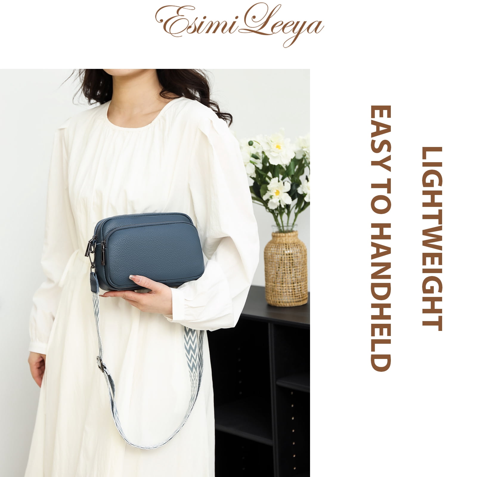 PORT&LOTUS Small Compact Genuine Leather Crossbody Bag for Women Real Leather Purses for Women with Shoulder for Women with Built in Wallet