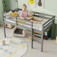 thumbnail image 3 of UHOMEPRO Twin Size Loft Bed, Solid Wood Loft Bed Frame with Wooden Slats, Modern Low Loft Bed for Boys Girls, No Box Spring Needed, Gray, 3 of 8