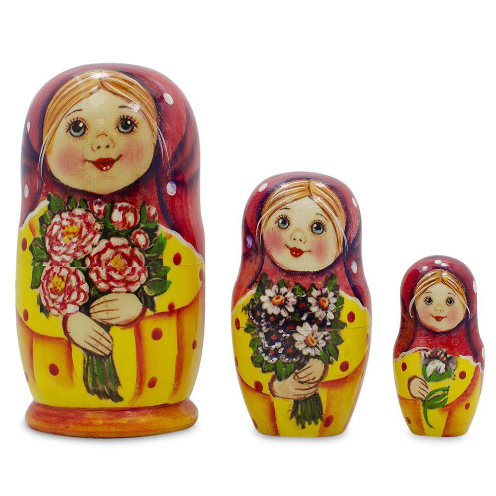 BestPysanky Set of 5 Miniature Russian Blue Floral Nesting Dolls Matryoshka 1.75 Inches