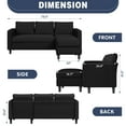 thumbnail image 4 of Walsunny 73.6" Convertible Sectional Reversible Sofa Couch, Sleeper Sectional L-Shaped Couch 3-Seat Sofa with Reversible Chaise for Small Space,Black, 4 of 10