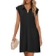 thumbnail image 1 of Vestido MEROKEETY 2025, verano, manga corta, cuello en V, holgado, negro, 1 of 8