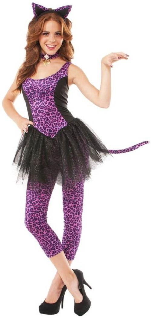 Leopard Kitty Wild Cat Purple Animal Fancy Dress Up Halloween Sexy ...