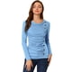 thumbnail image 1 of Top acanalado con botones y mangas largas con cuello vuelto para mujer Azul claro L, 1 of 6