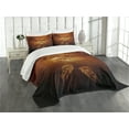 thumbnail image 3 of Ambesonne Animal Quilted Bedspread Set 3 Pcs, Hawk Eagle Face Claws, Queen Size, Brown, 3 of 5