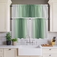 thumbnail image 4 of 3 Piece Kitchen Curtains and Valances Set Sage Green Grey Ombre Cafe Curtains 24 Inch Length Farmhouse Gradient Minimalist Valance & Tier Curtain for Living Room Bedroom Window 54"x18"+27"x24"*2, 4 of 6