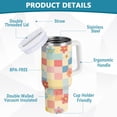 thumbnail image 2 of Yayeee 40oz Stainless Steel Tumbler with Straw and Handle Double-Wall Insulated Travel Water Bottle, Pink Floral, 2 of 8