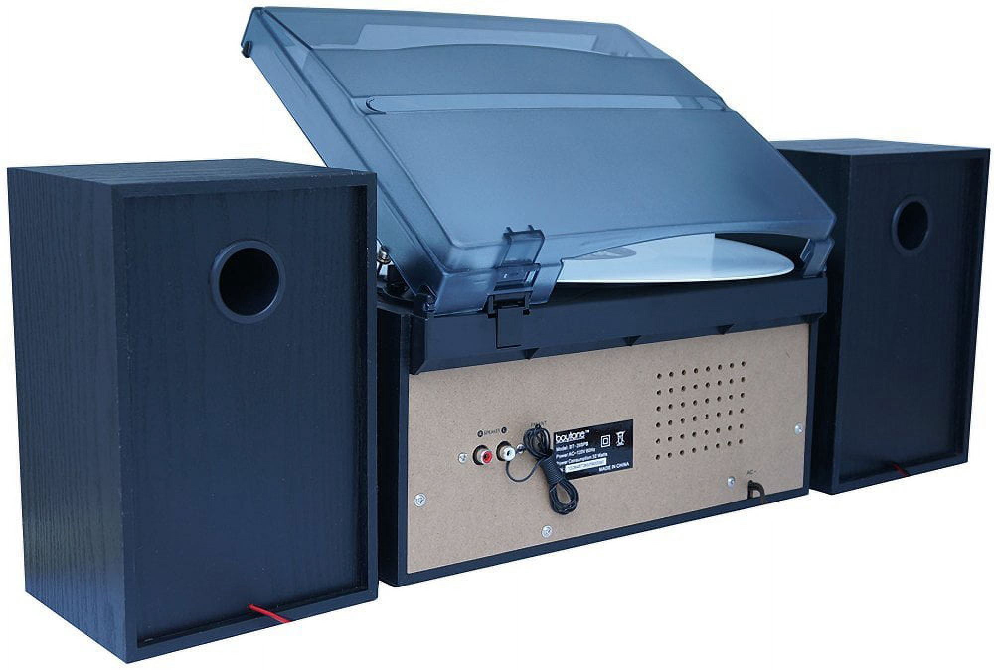 Boytone BT-28SPB, Bluetooth Record Player Turntable with AM/FM Radio, Cassette Player, CD Player