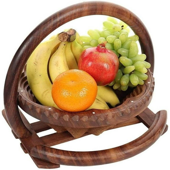 Artival Crafts Handmade Wooden Fruit Basket | Vegetable Basket for Kitchen & Home Decor
