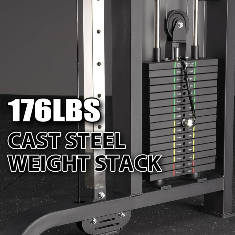 Syedee Functional Trainer with 352lbs Weight Stack 2 1 1 1 Ratio System Cable Crossover Machine with Independent Double Pulley System 2000lbs