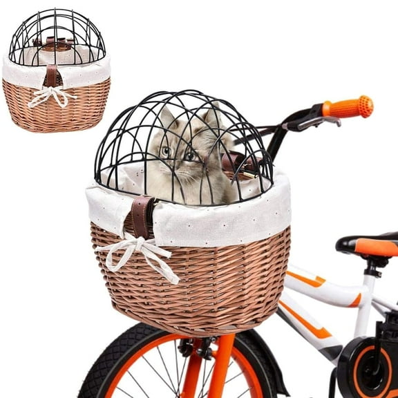 Falleo Clearance Dog Basket Front Basket Willow Woven Bike Basket Pet Carrier Basket for Dog Puppy Cats