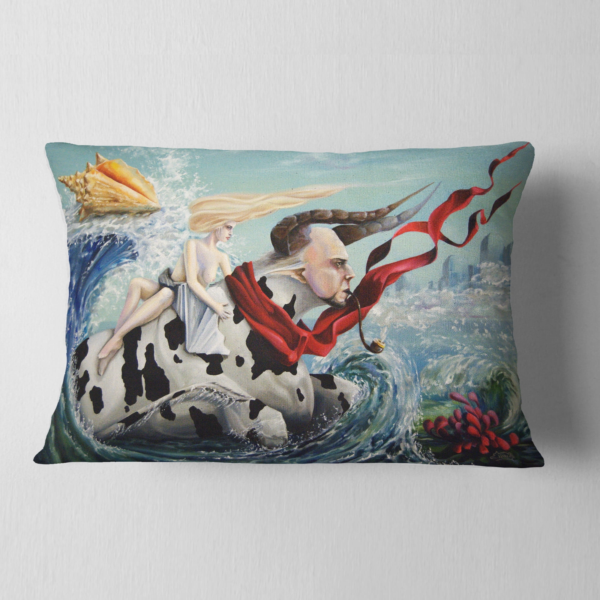 Designart The Rape of Europe - Abstract Throw Pillow - 12x20
