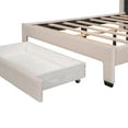 thumbnail image 5 of Leumius Full Size Platform Bed with A Storage Drawer,Velvet Upholstered Bed Frame with Wingback Vertical Channel Tufted Headboard,Beige, 5 of 8