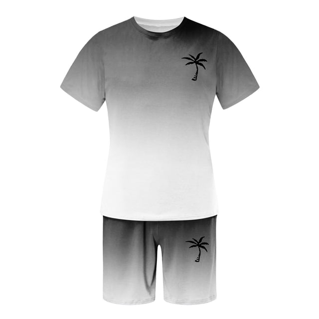 SHIXIAOO Men's 2025 Summer Tracksuit Plus Size Short Sleeve O Neck Athletic Suit Casual Color Block Drawstring Waist Tracksuit Set Men's Suits Slim Fit Modern Chef Suit for Men
