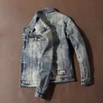 thumbnail image 5 of Chaqueta vaquera de motociclista con botones para hombre, nueva, holgada, original, de alta calidad, para hombre, elástica, informal, 5 of 5