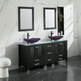 thumbnail image 2 of Wonline 60Inch Black Bathroom Vanity Sink Combo Solid MDF Cabinet with Purple Double Glass Vessel Sink and Faucet with Pop Up Drain Combo, 2 of 7