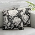 thumbnail image 3 of COMIO  Throw Pillow Cover Black and White with Floral Bouquet of Roses Daisy Blue Wild Flowers in Vintage Style Watercolor Decorative Pillow Case Home Decor Square Pillowcase, 3 of 5
