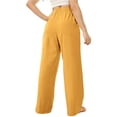 thumbnail image 4 of Women's Pants Casual Elastic High Waisted Wide Leg Pants Yellow S Palazzo Pants with Pockets, 4 of 5