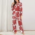 thumbnail image 3 of Kll Hearts Print Women'S Long Sleeve Pajamas With Pants Sleepwear Loungewear 2 Set-Large, 3 of 9