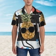 thumbnail image 2 of Gukieu Pineapple With Black Glasses Print Men's Short-sleeved Shirts, Button-down Lapel Hawaiian Shirts, T-shirts, Beach Vacation Summer Casual Wear,Large, 2 of 7