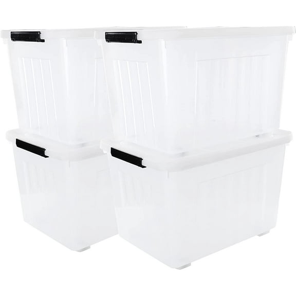 Cand 4 Packs 50 QT Storage Bins with Lids, Clear Large Plastic Storage Container Box