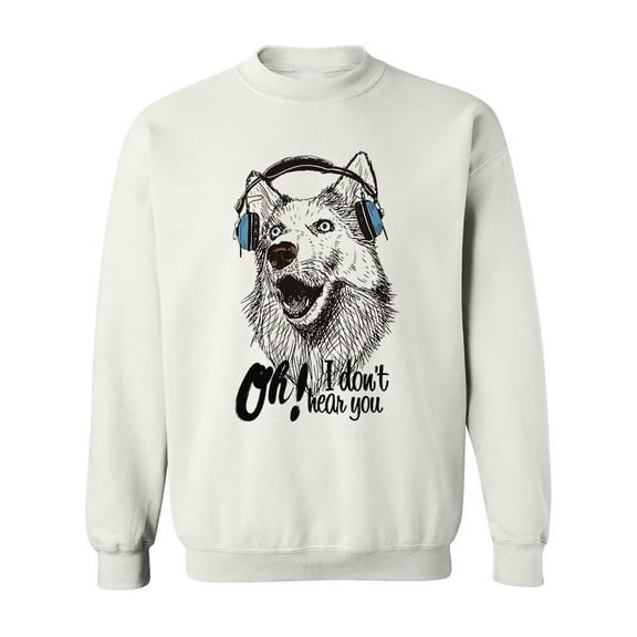 Husky With Headphones Sweatshirt Men -Image by Shutterstock, Male 4X-Large